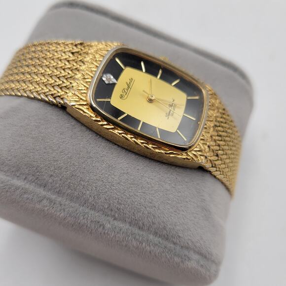 Dufonte by Lucien Picard Quartz Bracelet Watch Diamond Marker Adjustable Gold - Picture 4 of 15